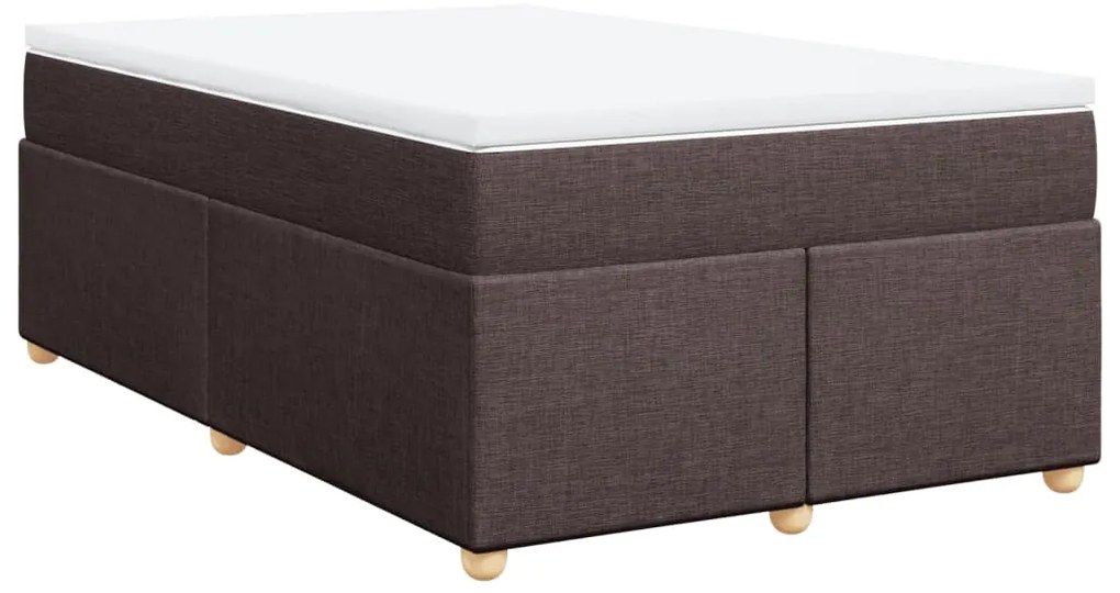 Cama boxspring com colchão 120x190 cm tecido castanho-escuro