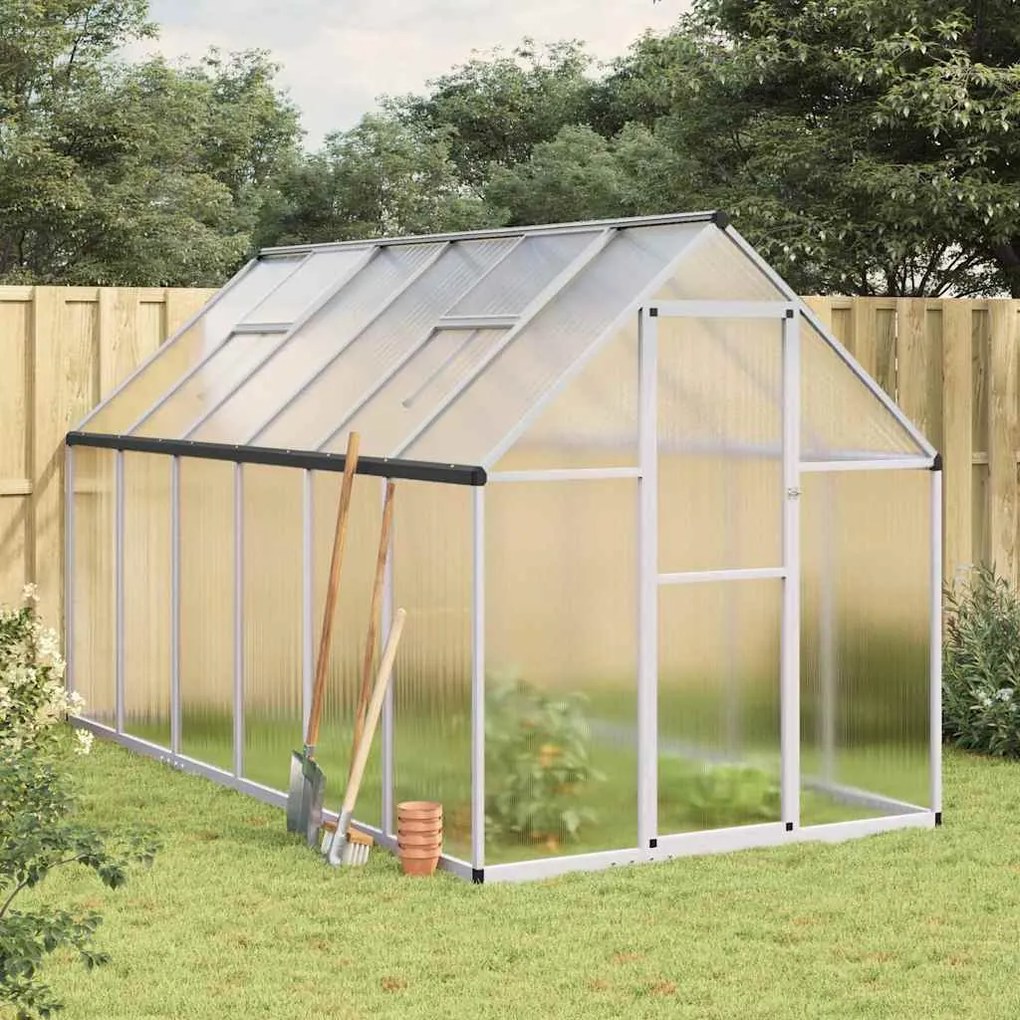 vidaXL Estufa com estrutura base 334x169x195 cm alumínio prateado