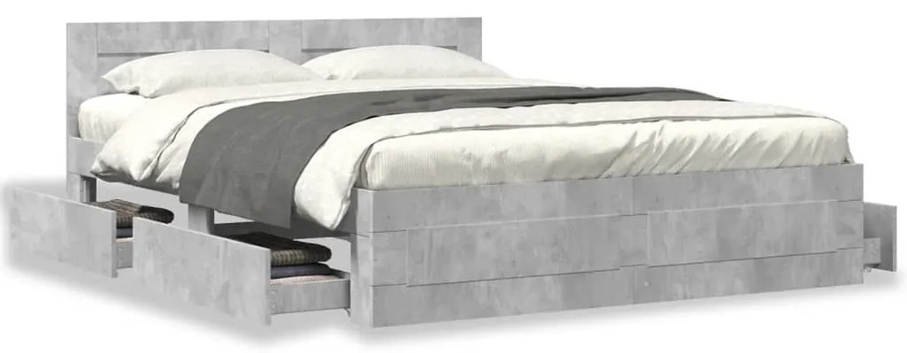 Estrutura de cama c/ cabeceira derivados madeira cinza-cimento