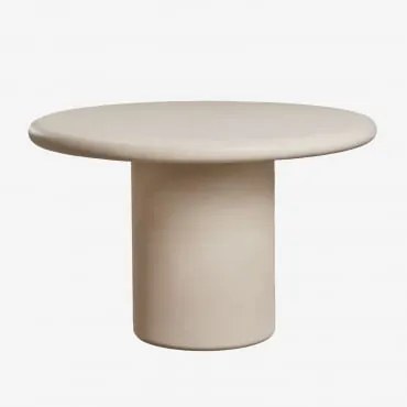 Mesa De Jantar Redonda Em Cimento Namara Ø120 Cm & Tapioca Bege - Sklum