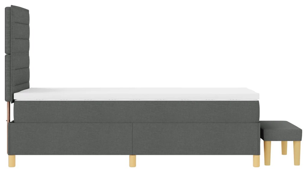 Cama Box Spring com Colchão e Banco Cinza Escuro 90x200 cm Tecido