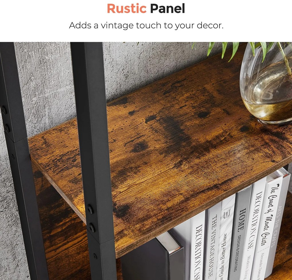 Estante com estrutura de aço e 14 prateleiras 158 x 24 x 166 cm Castanho Vintage-preto