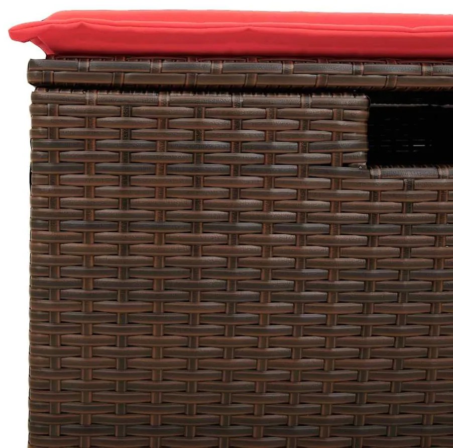 6 pcs conjunto de sofás jardim c/ almofadões vime PE castanho