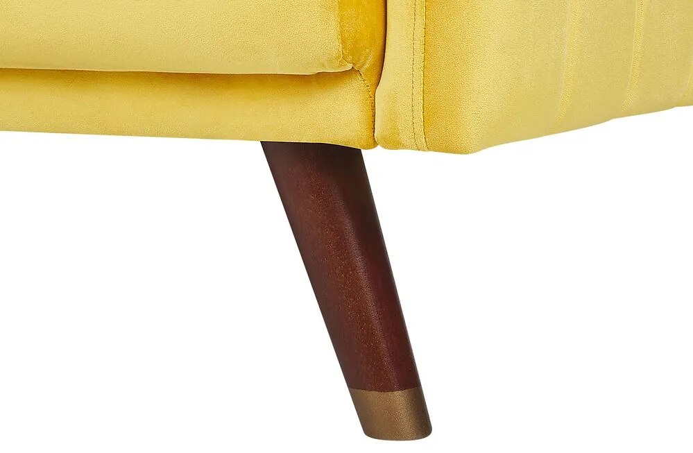 Sofá-cama de 3 lugares em veludo amarelo SENJA Beliani