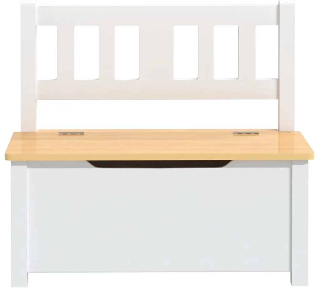 Banco de arrumação infantil 60x30x55 cm MDF branco e bege
