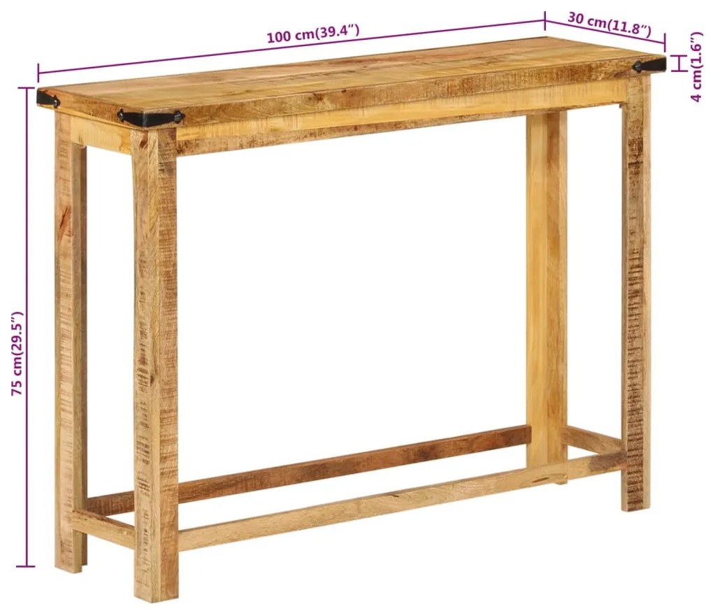 Mesa consola 100x30x75 cm madeira de mangueira maciça