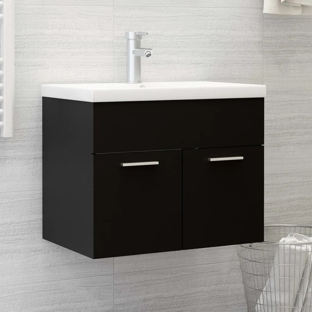 vidaXL Armário de lavatório 60x38,5x46 cm derivados de madeira preto