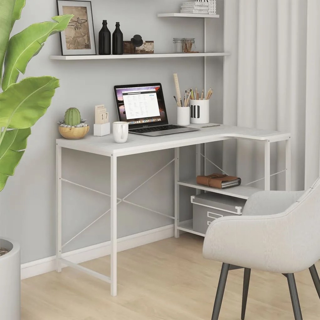 vidaXL Secretária computador 110x72x70 cm derivados madeira branco