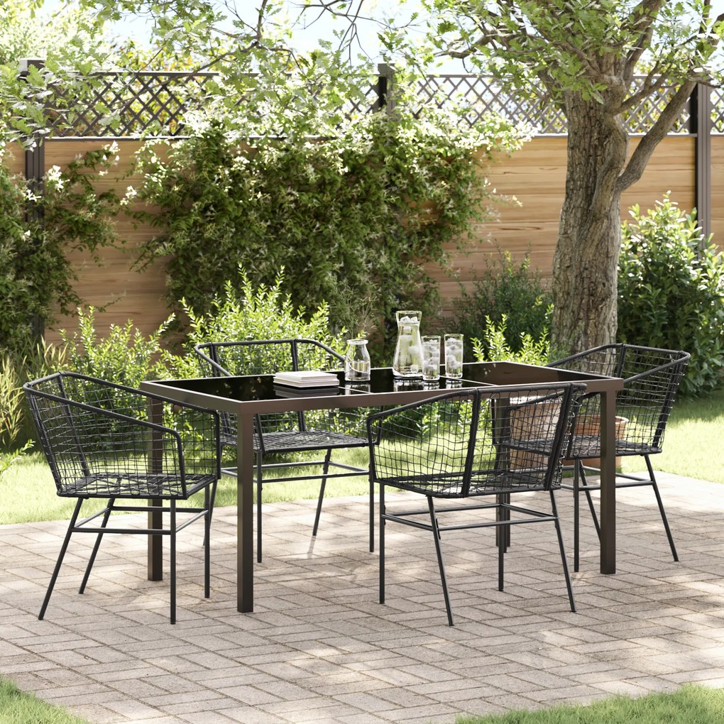 vidaXL Conjunto de Jantar de Jardim de 5 Peças Preto em Rattan Poliéster