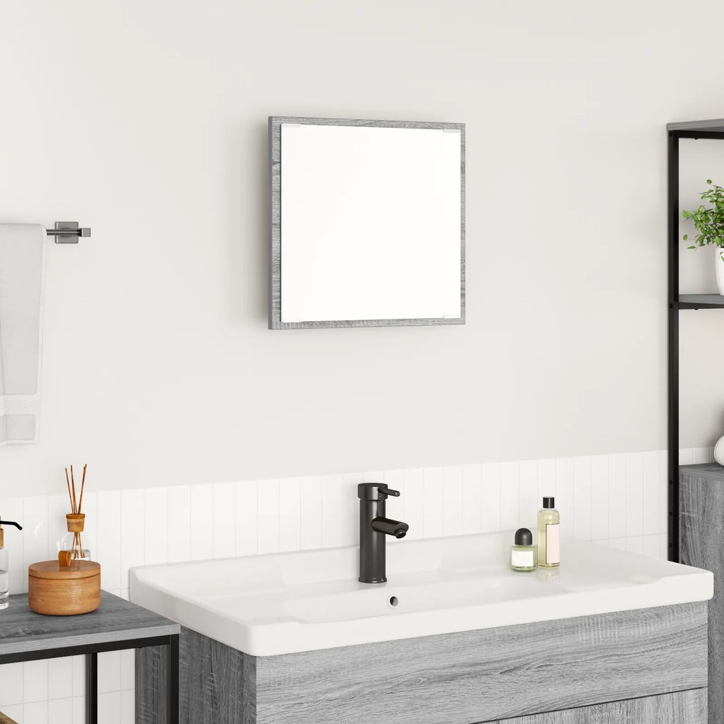 vidaXL Espelho de Casa de Banho LED Cinza Sonoma 40x8.5x37 cm Madeira de Engenharia