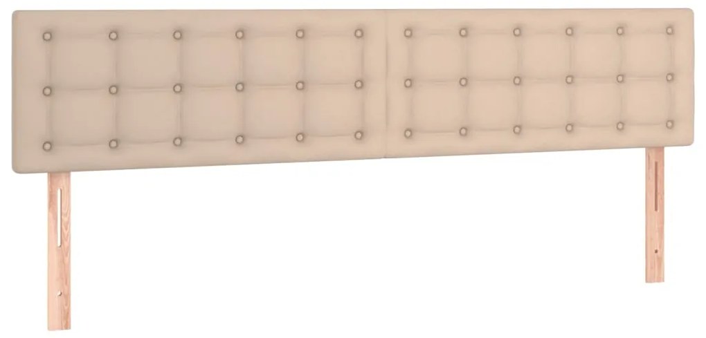 Cabeceira cama c/ LED couro artificial 200x5x78/88cm cappuccino
