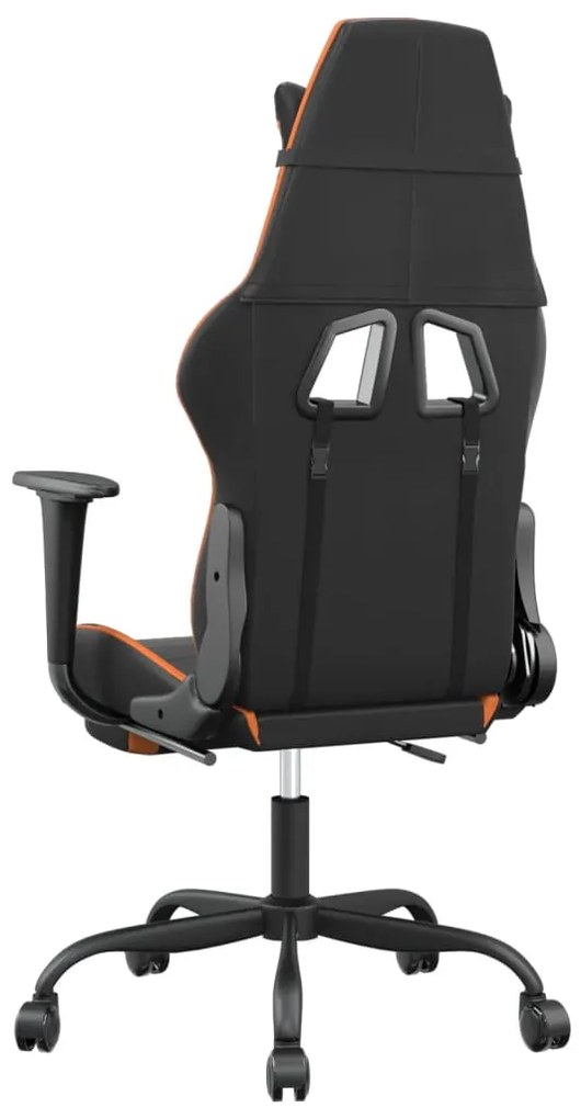 Cadeira gaming massagem c/ apoio pés couro artif. preto/laranja