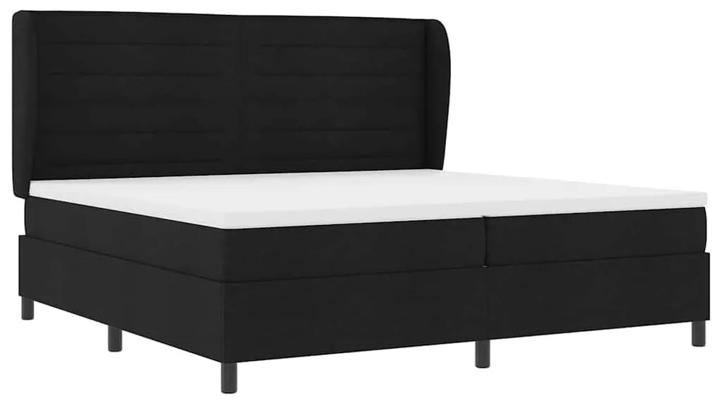 Cama Box com colchão preto de 200 x 200 cm, tecido.