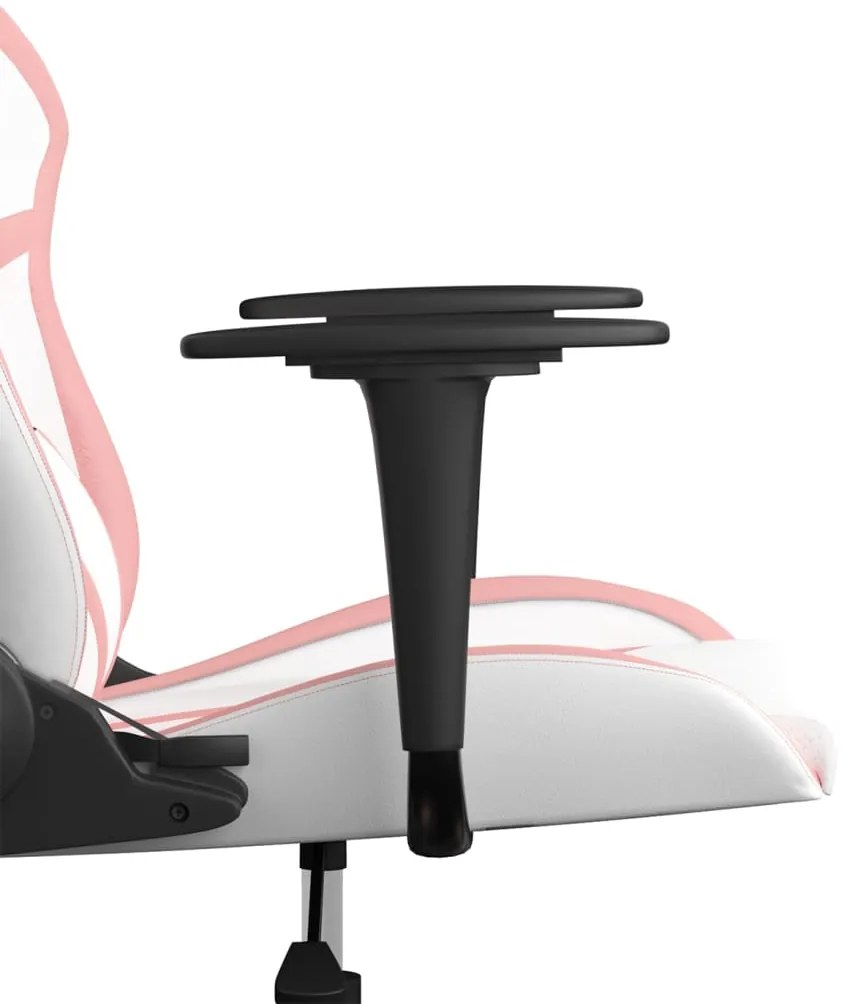 Cadeira gaming couro artificial branco e rosa