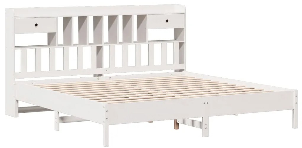 Cama com estante sem colchão 200x200 cm pinho maciço branco