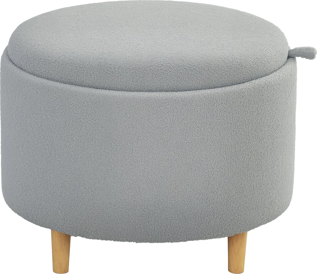 HOMCOM Puff estofado, Teddyfleece, espaço de arrumação oculto, tampa reversível, 56 cm x 56 cm x 42 cm, Cinza | Aosom Portugal
