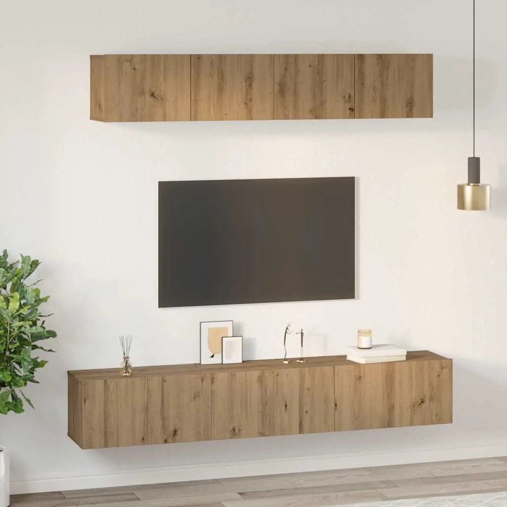 Conjunto de móvel de TV 5 pcs carvalho artisiano Médio