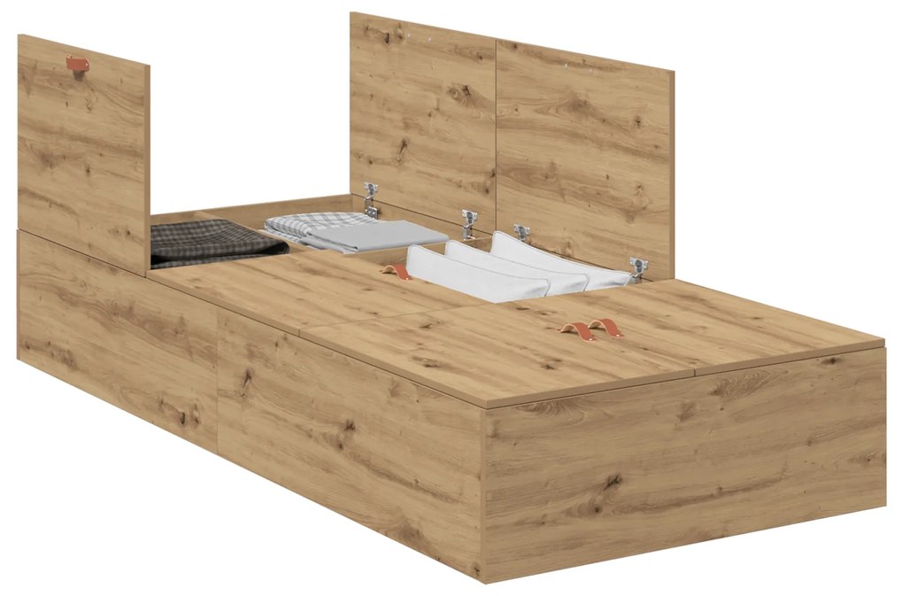 Cama de Armazenamento vidaXL Artisan Oak 80x200 cm