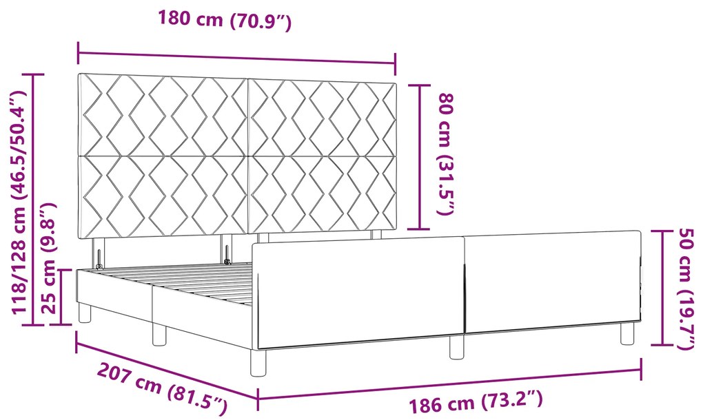 Cama vidaXL Azul 180x200 cm em Tecido