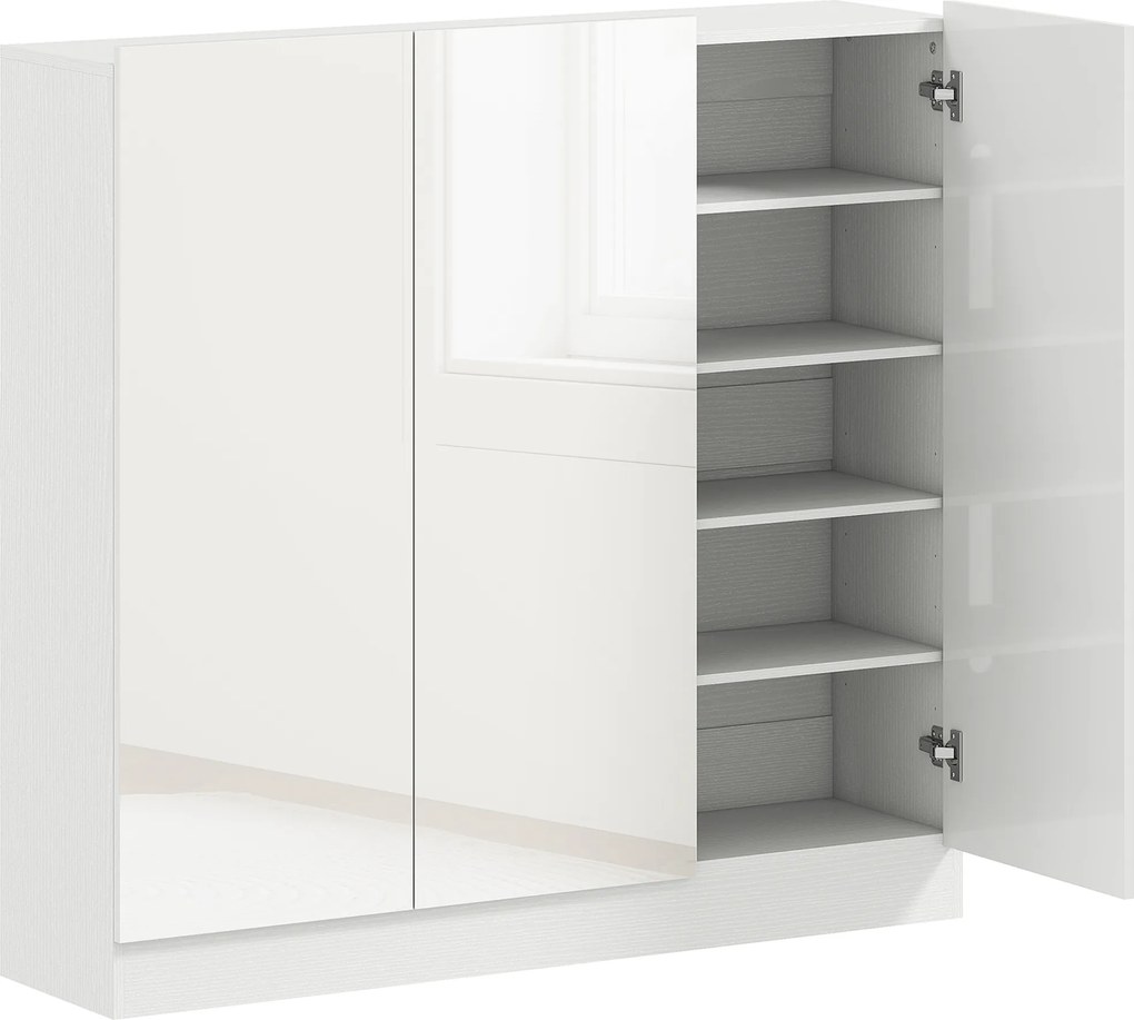 HOMCOM Armário de sapatos com 10 prateleiras para 25-30 pares, Aberturas de ventilação, Portas com fechamento suave, Madeira, Branco | Aosom Portugal