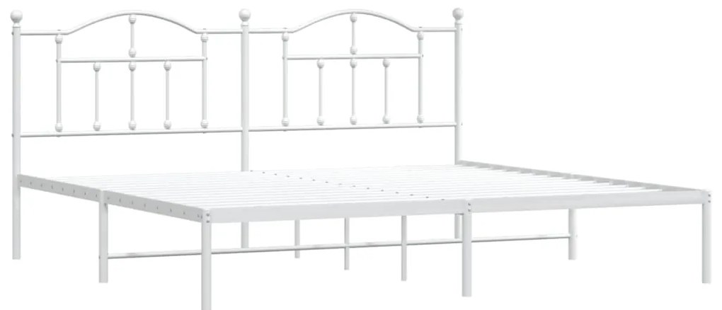 Estrutura de cama com cabeceira 200x200 cm metal branco
