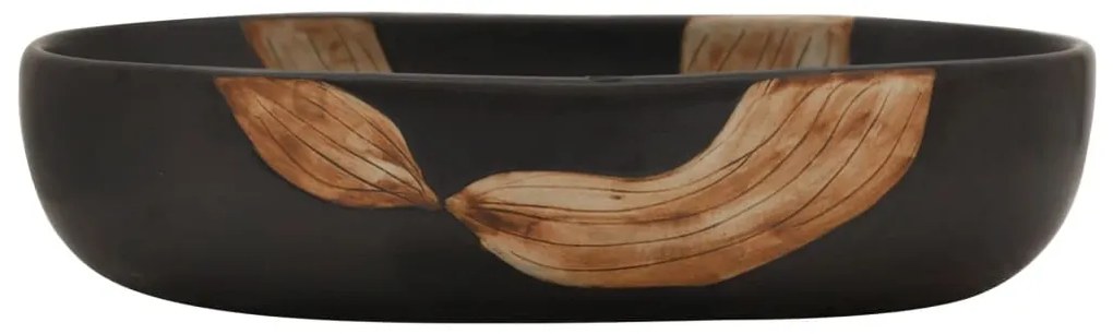 Lavatório de bancada oval 59x40x14 cm cerâmica preto