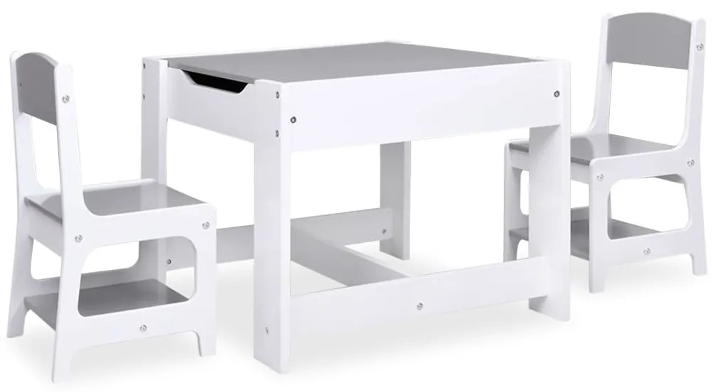 Mesa infantil com duas cadeiras MDF branco