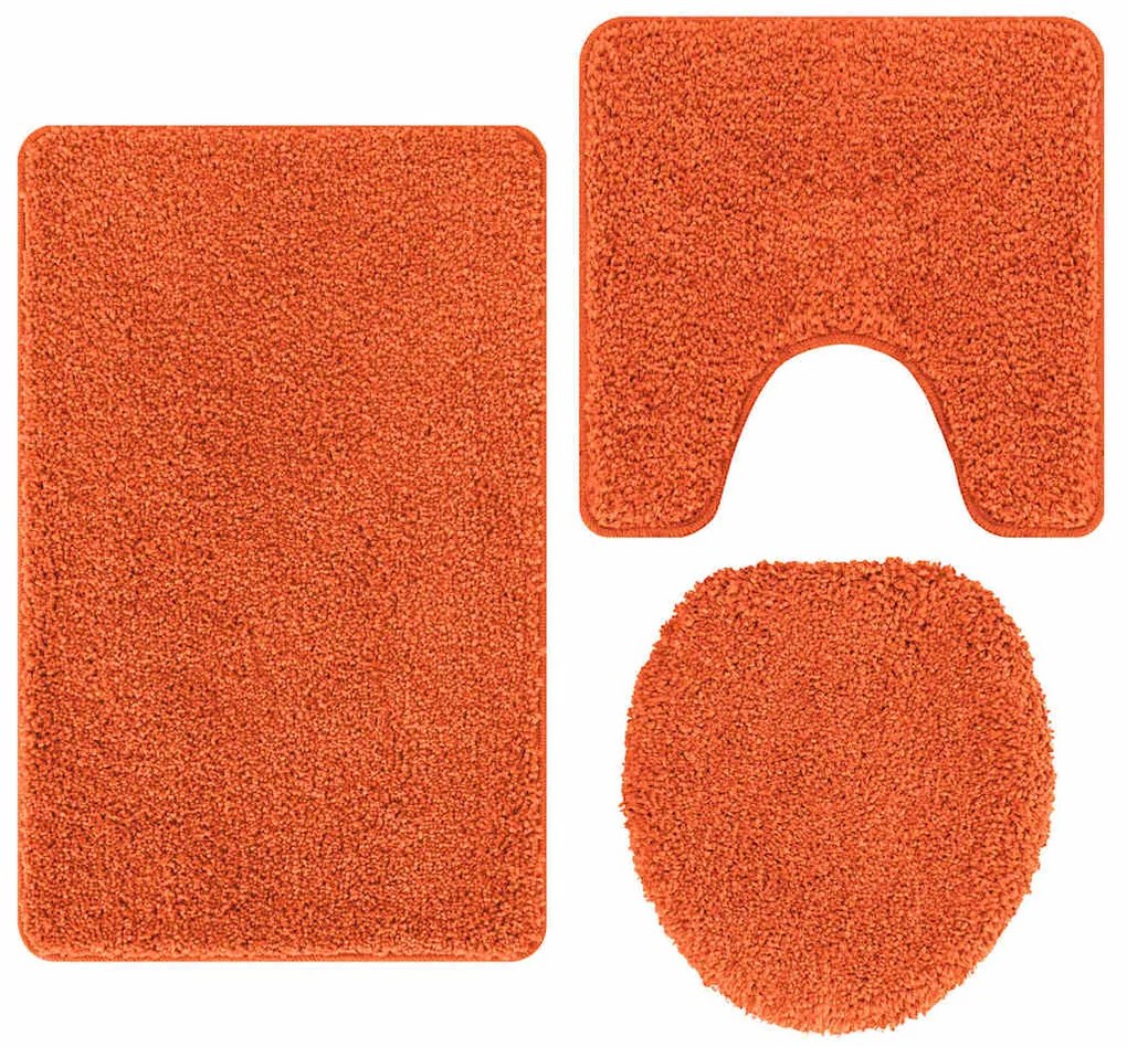 Conjunto de Tapete de Banho em 3 Peças Laranja Polipropileno Antiderra