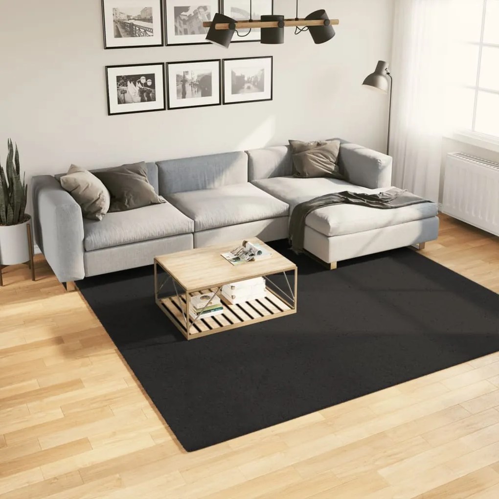 vidaXL Tapete pelo curto macio e lavável HUARTE 240x240 cm preto