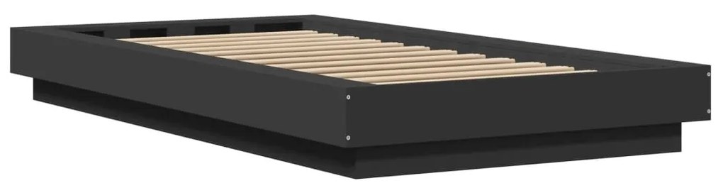 Estrutura cama c/ luzes LED 75x190cm derivados de madeira preto