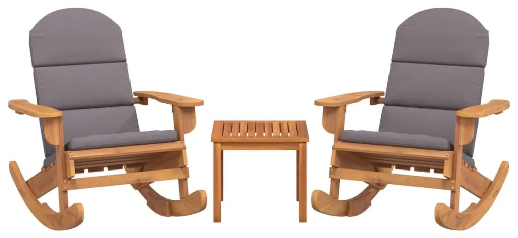 3 pcs conjunto lounge de jardim Adirondack acácia maciça