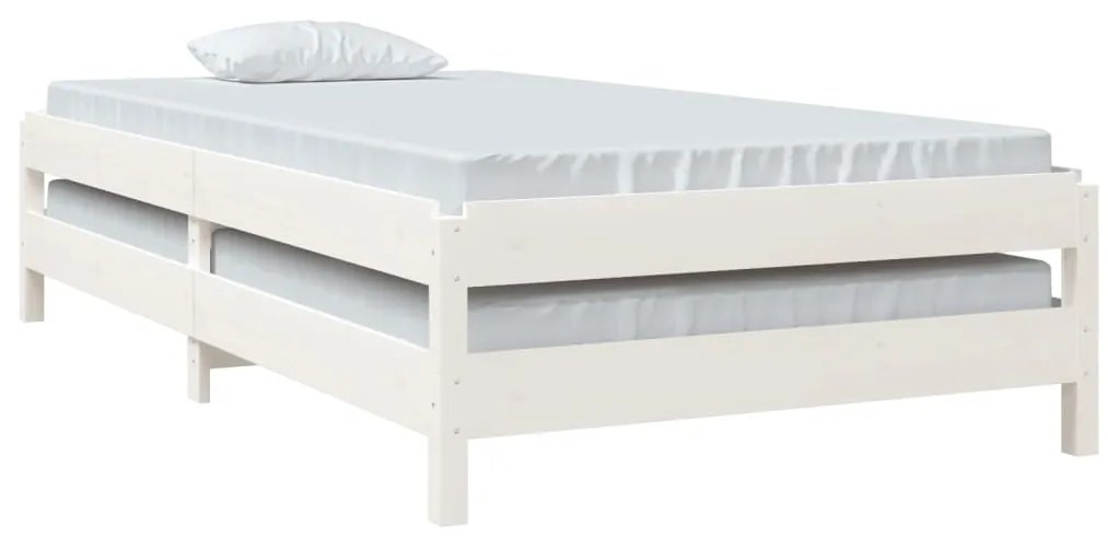 Cama empilhável 90x200 cm madeira de pinho maciça branco