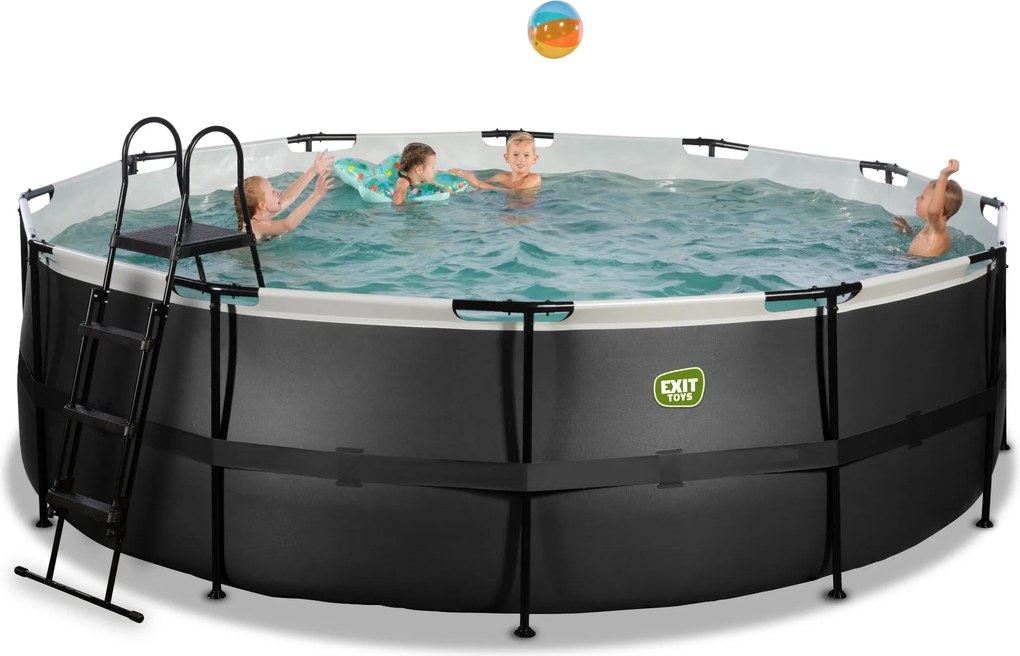 Piscina redonda Black Leather  ø450x122cm com bomba de filtragem - preta