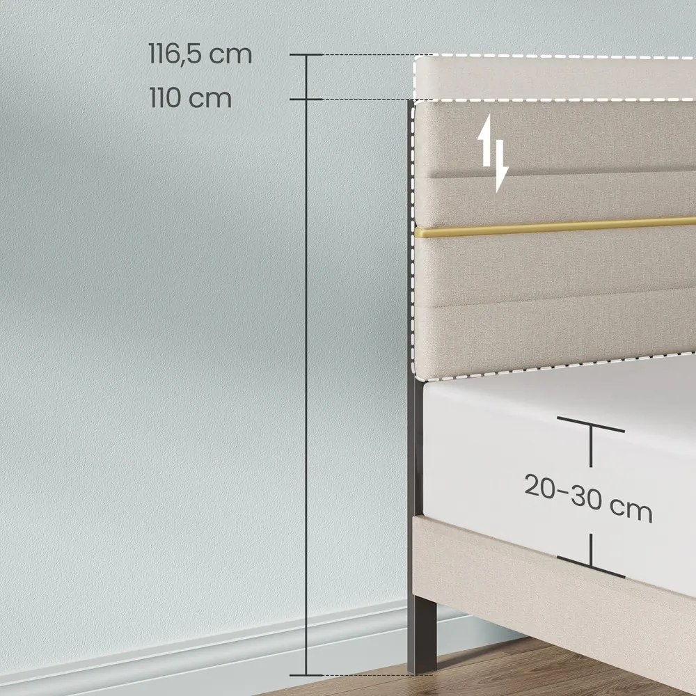 Estrutura de cama de casal, adequada para colchões de 160 x 200 cm (NÃO INCLUIDO) bege