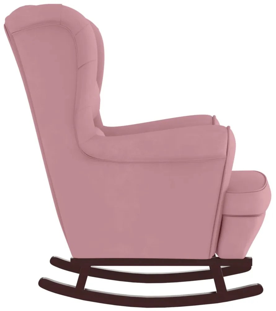 Cadeira de baloiço c/ pernas de metal e banco veludo rosa