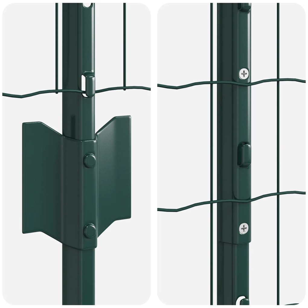 Cerca Euro com 5 Postes U Verde 1x10 m em Aço