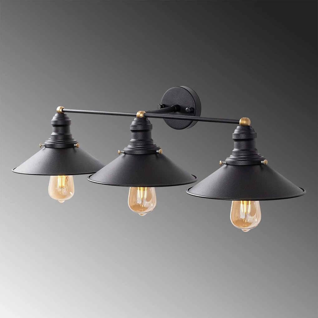 Candeeiro de Parede Conical – Preto – 75 x 27 x 20 cm