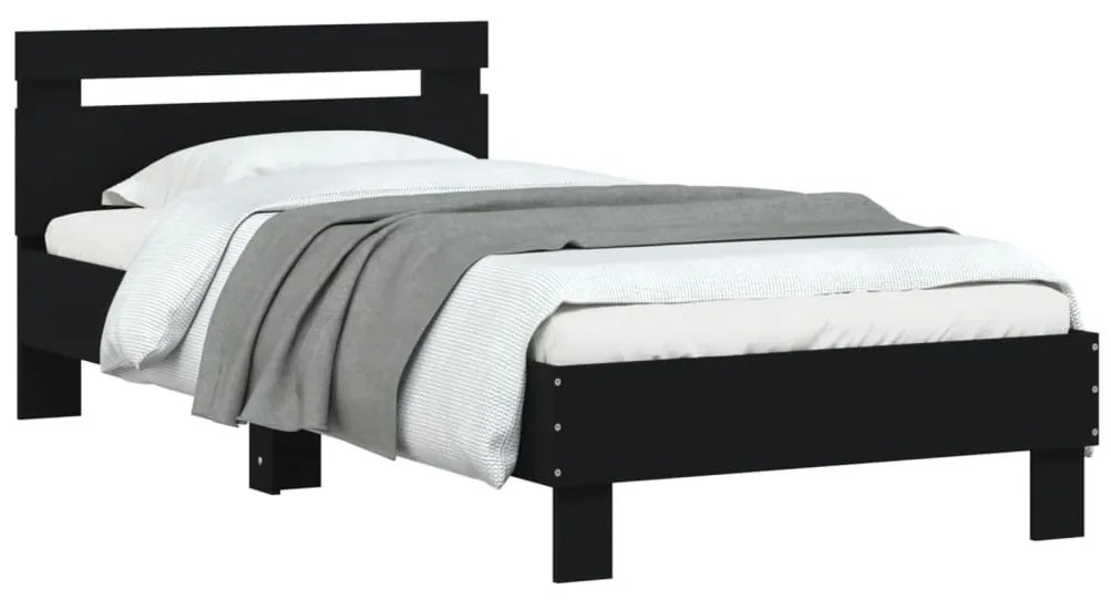 Estrutura cama cabeceira 75x190 cm derivados de madeira preto