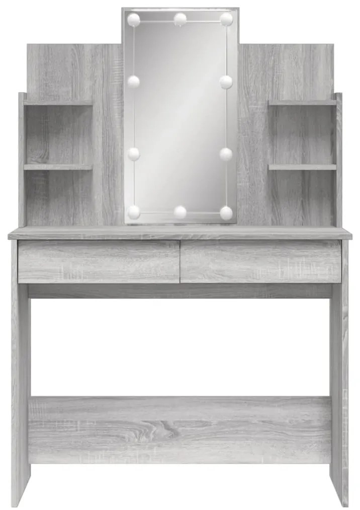 Toucador com luzes LED 96x40x142 cm cinzento sonoma
