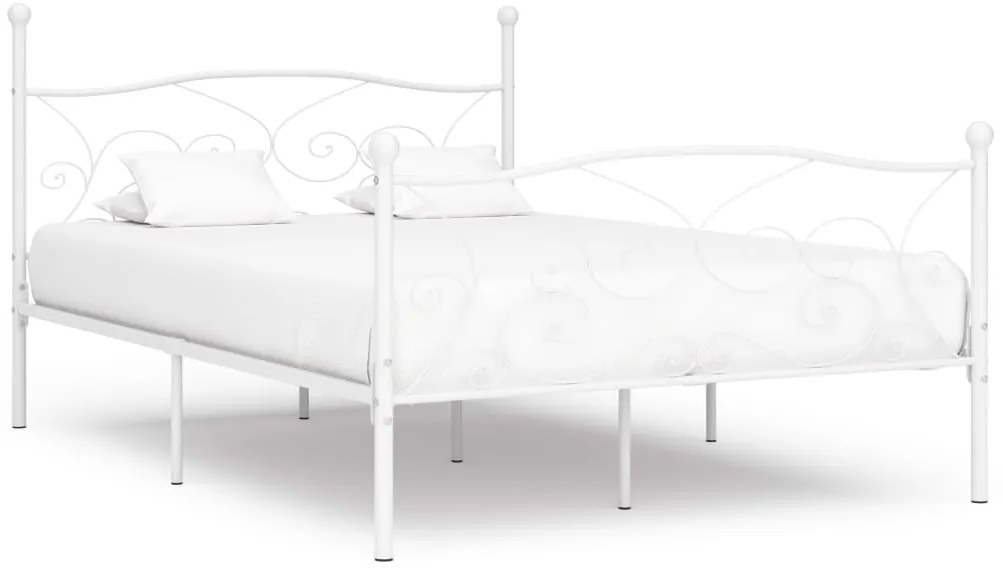 Estrutura de cama com estrado de ripas 160x200 cm metal branco