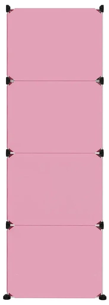 Armário de arrumação infantil com 12 cubos PP rosa