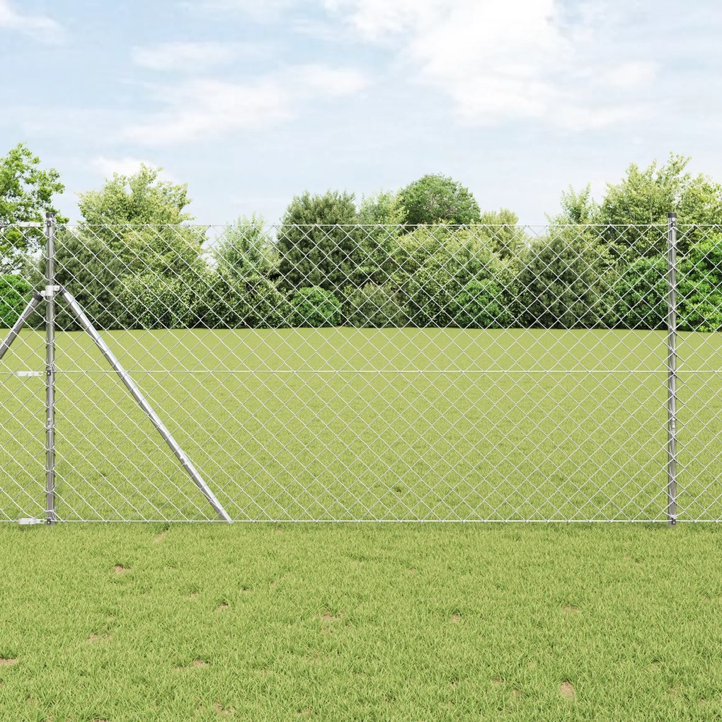 Cerca de Cadeia com 7 Postes 1,4x10 m Aço Galvanizado