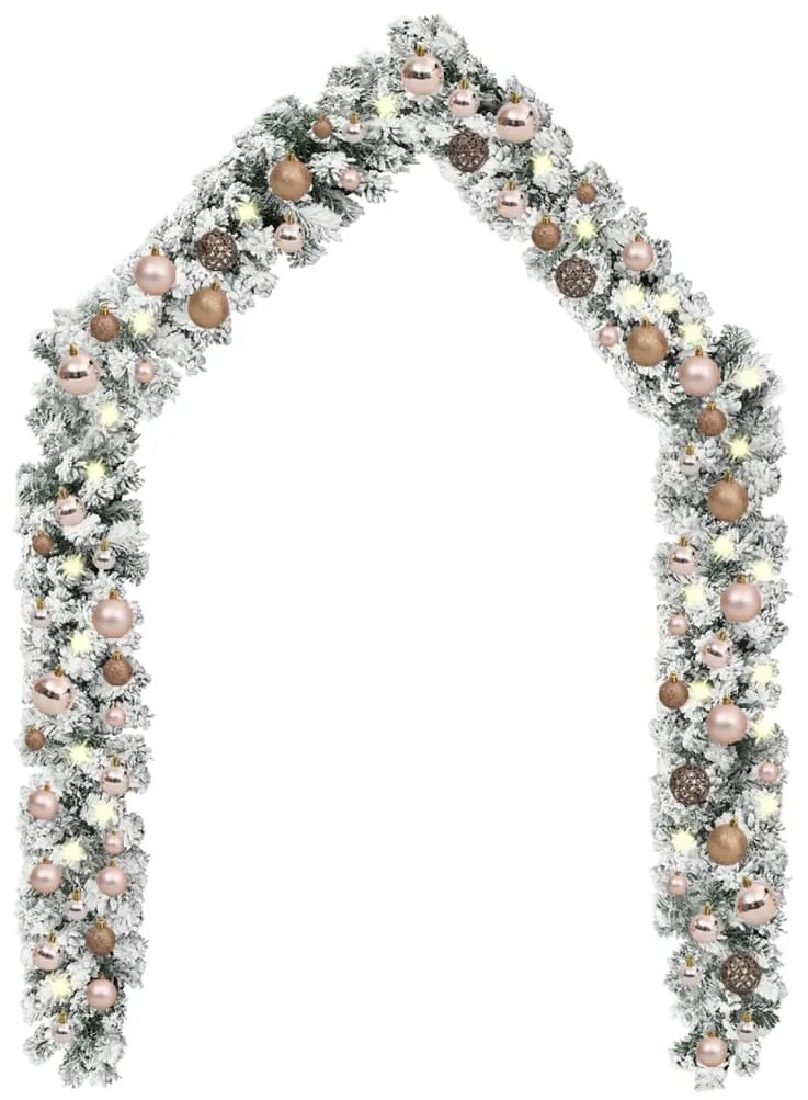 3077871 vidaXL Grinalda de Natal com luzes LED e bolas 5 m PVC verde