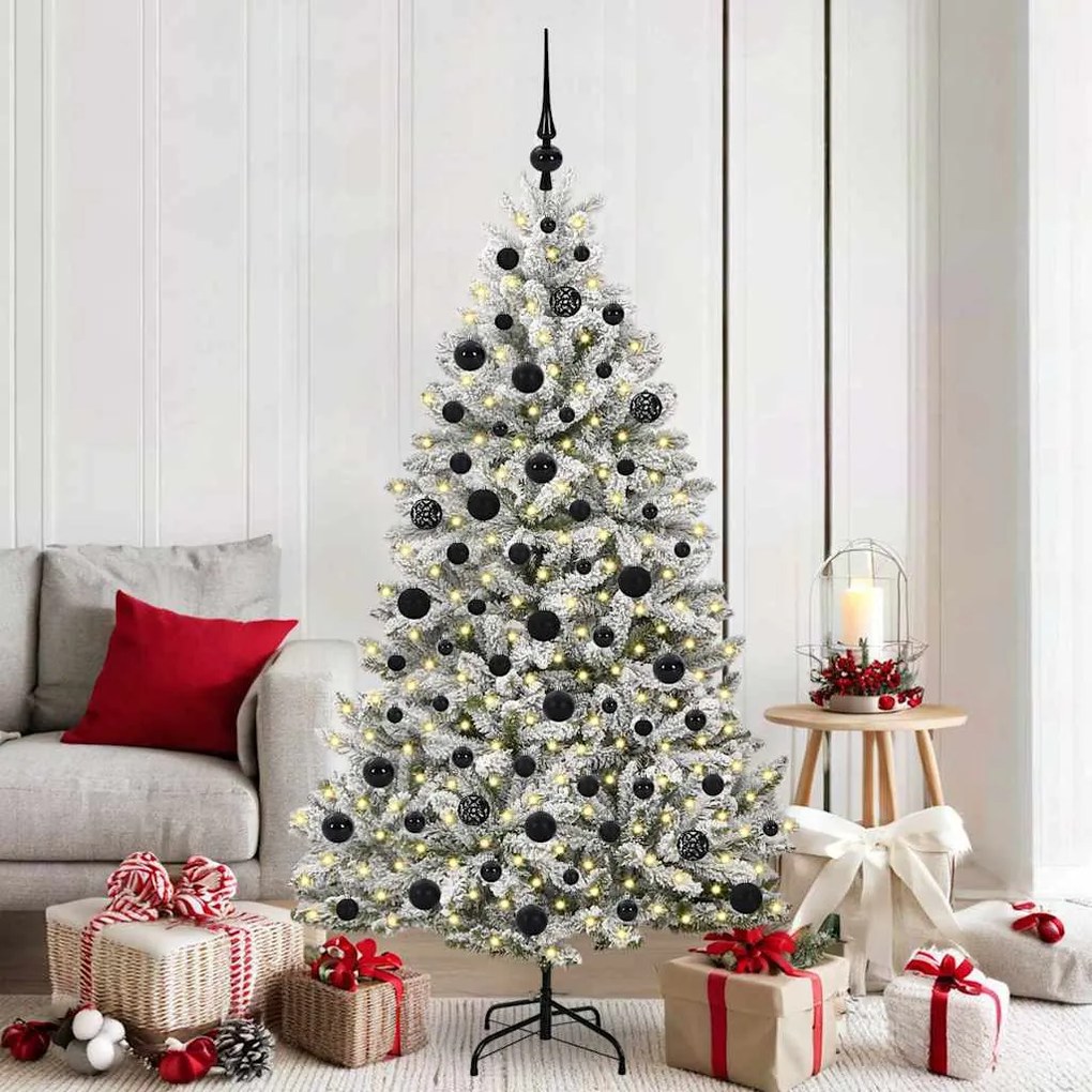 vidaXL Árvore de Natal Artificial Verde e Branco 180 cm PVC e Metal