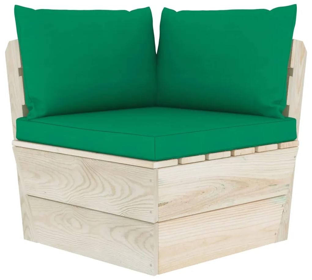 315069 vidaXL Almofadões para sofás de paletes 3 pcs tecido verde