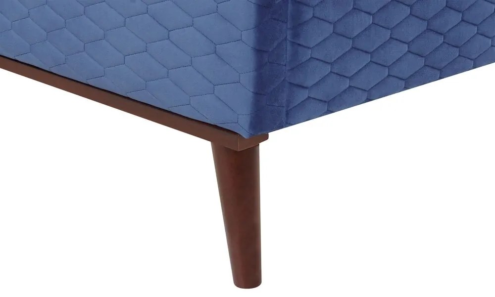 Cama de casal em veludo azul 160 x 200 cm BAYONNE Beliani