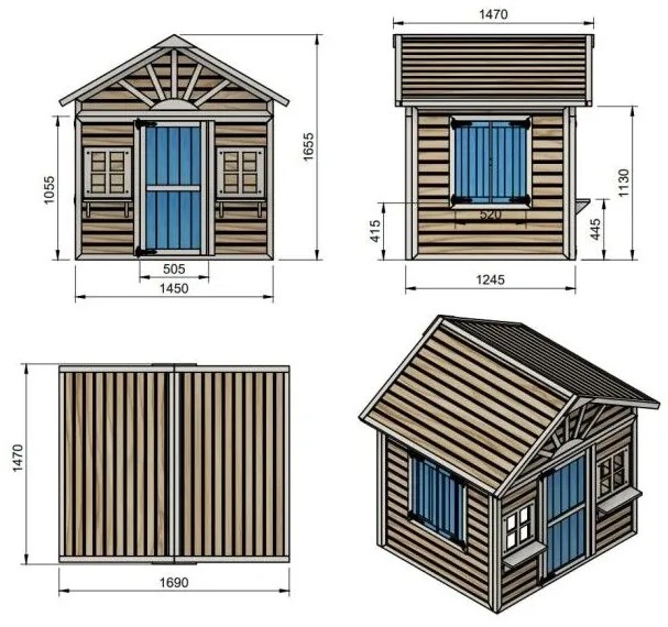 Casa de brincar para crianças com escorrega 200 x 209,5 x 225,5 cm de madeira em painéis VISBY elevada 60 cm Verde