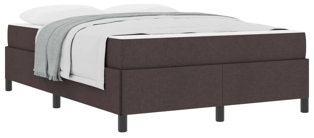 vidaXL Cama Box com colchão Marrom Escuro 140 x 190 cm tecido
