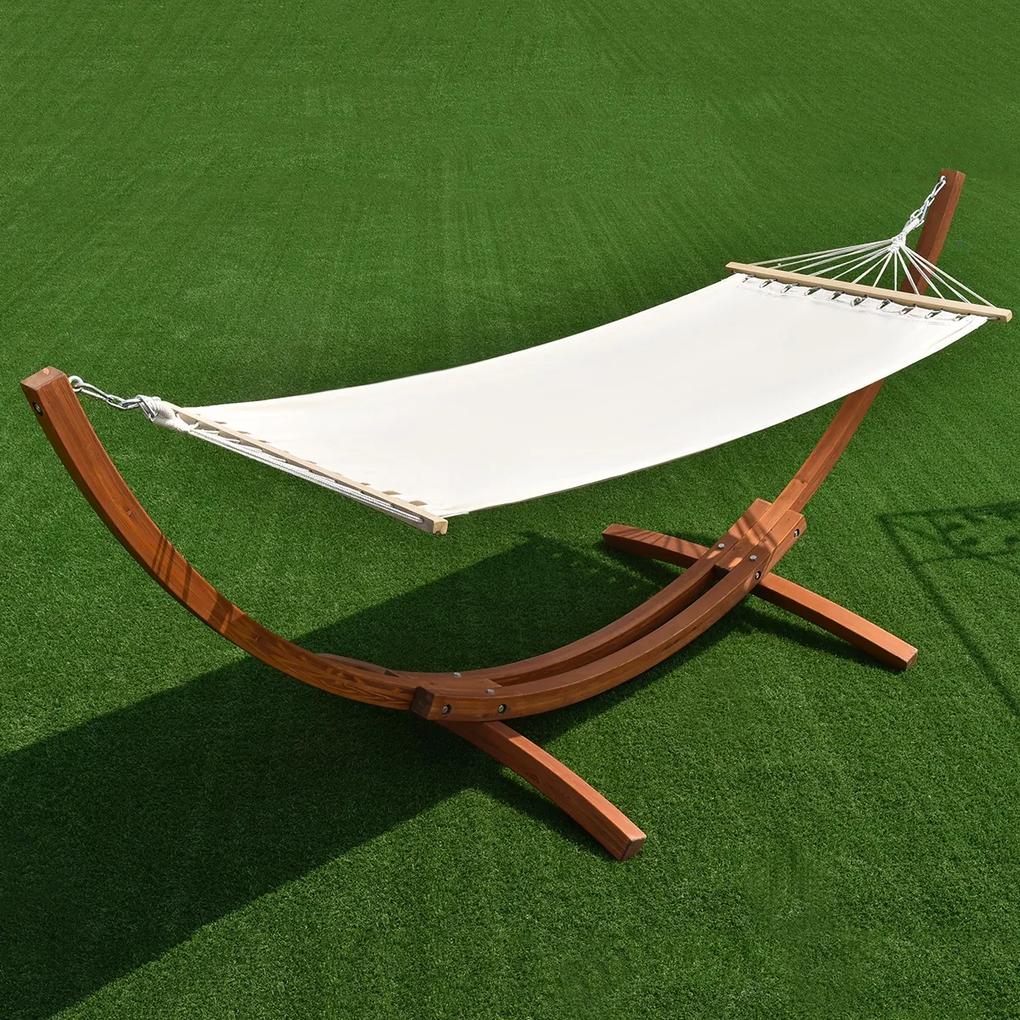 Rede descanso oscilante com suporte de madeira de arco Cadeira oscilante com suporte de madeira Cama de solteiro Exterior para pátio de jardim 3,13
