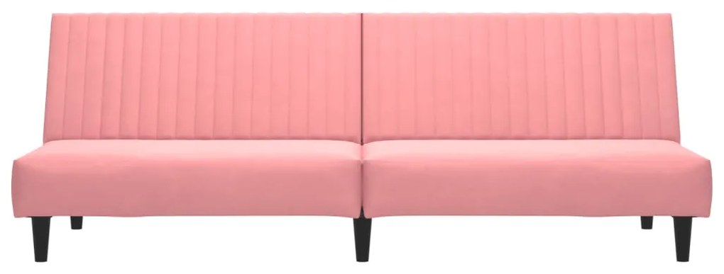 Sofá-cama de 2 lugares veludo rosa